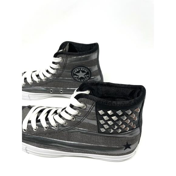 Converse Chuck Taylor Black Studded USA FLAG High-tops Mens Sz 8.5 All Stars main image 9